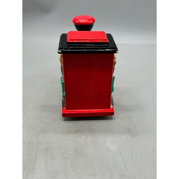 Hand-Painted Christmas decor figurine Train ceramic bear stocking red gold READ - Picture 3 of 12